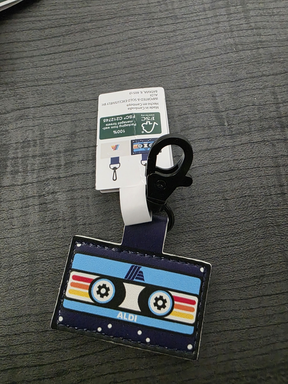 ALDI Retro Cassette Luggage Tag in Navy Blue